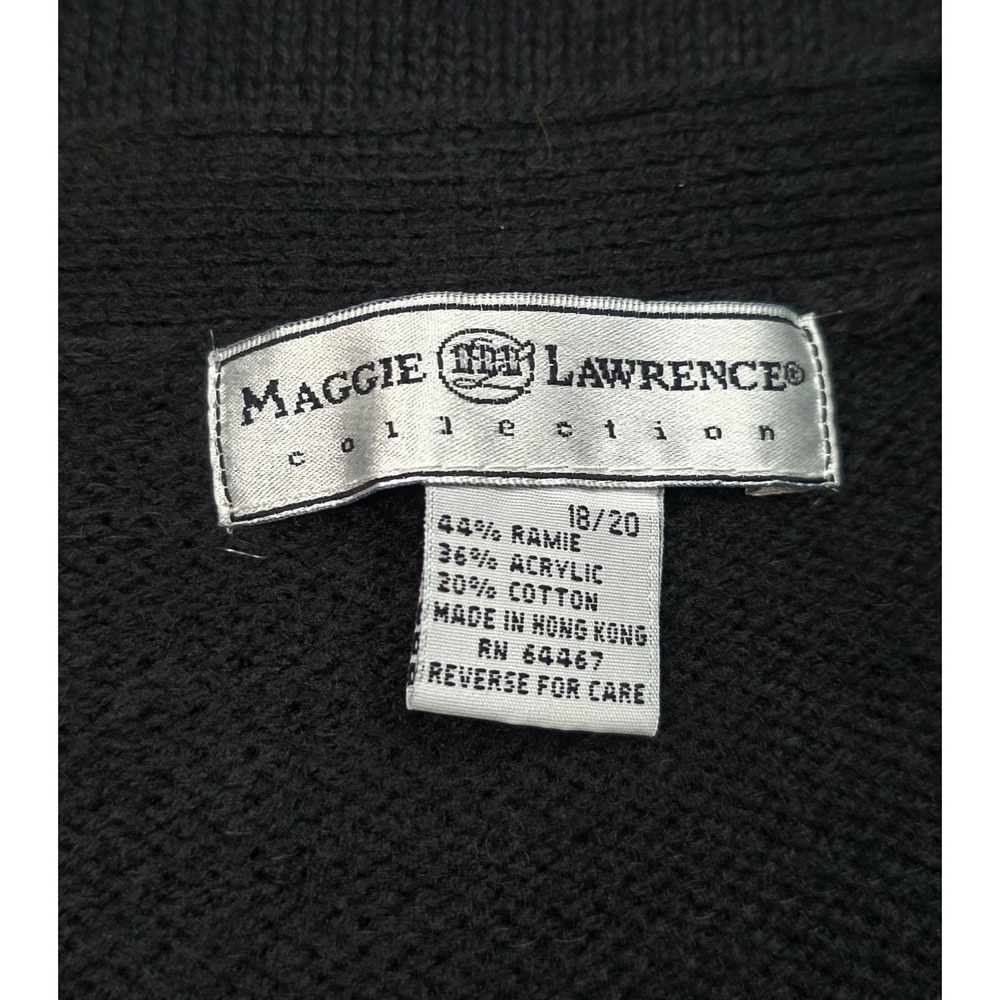 Vtg Maggie Lawrence Cardigan Sweater Womens 18/20 Black Floral Beaded Cottage - Picture 5 of 10